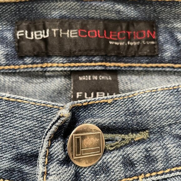Fubu Y2K Baggy Jeans W40L34 Embroidered Pocket Streetwear Denim Vintage - Picture 4 of 14